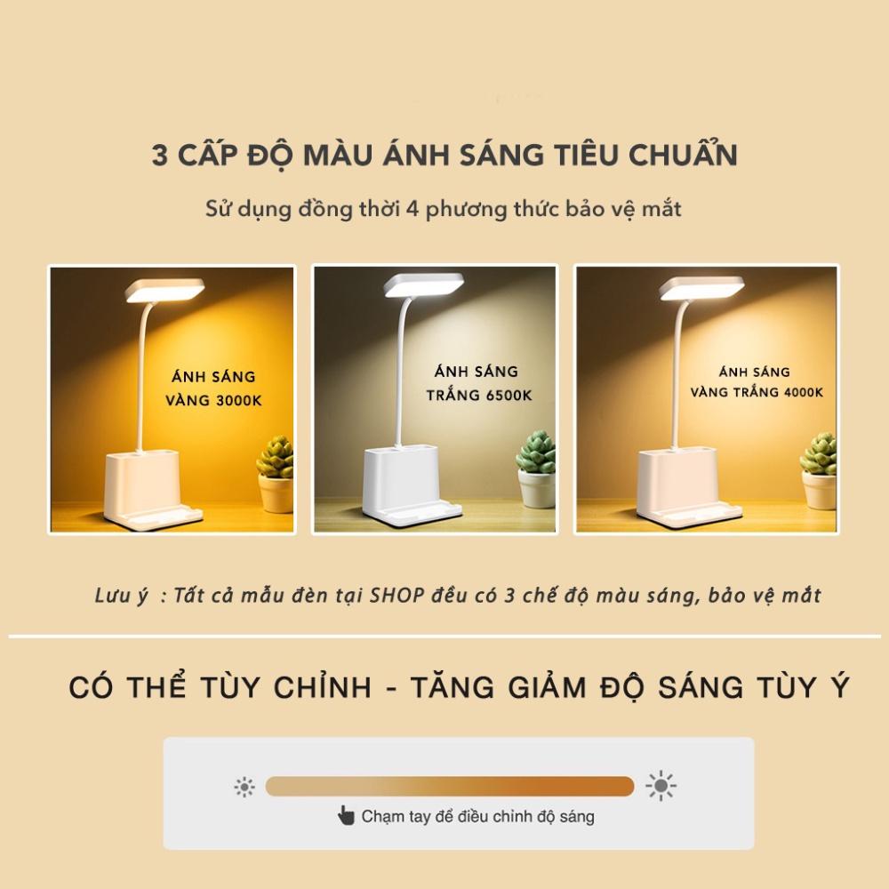 Đèn học để bàn chống cận cảm ứng, đèn đọc sách làm việc 3 chế độ sáng, sạc pin tích hợp gấp gọn, bảo hành 12 tháng