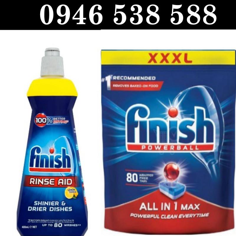 Combo Viên rửa bát Finish all in 1 max 80 viên + Nước Bóng Finish 400ml nhập khẩu Ba Lan Finish.edu.vn