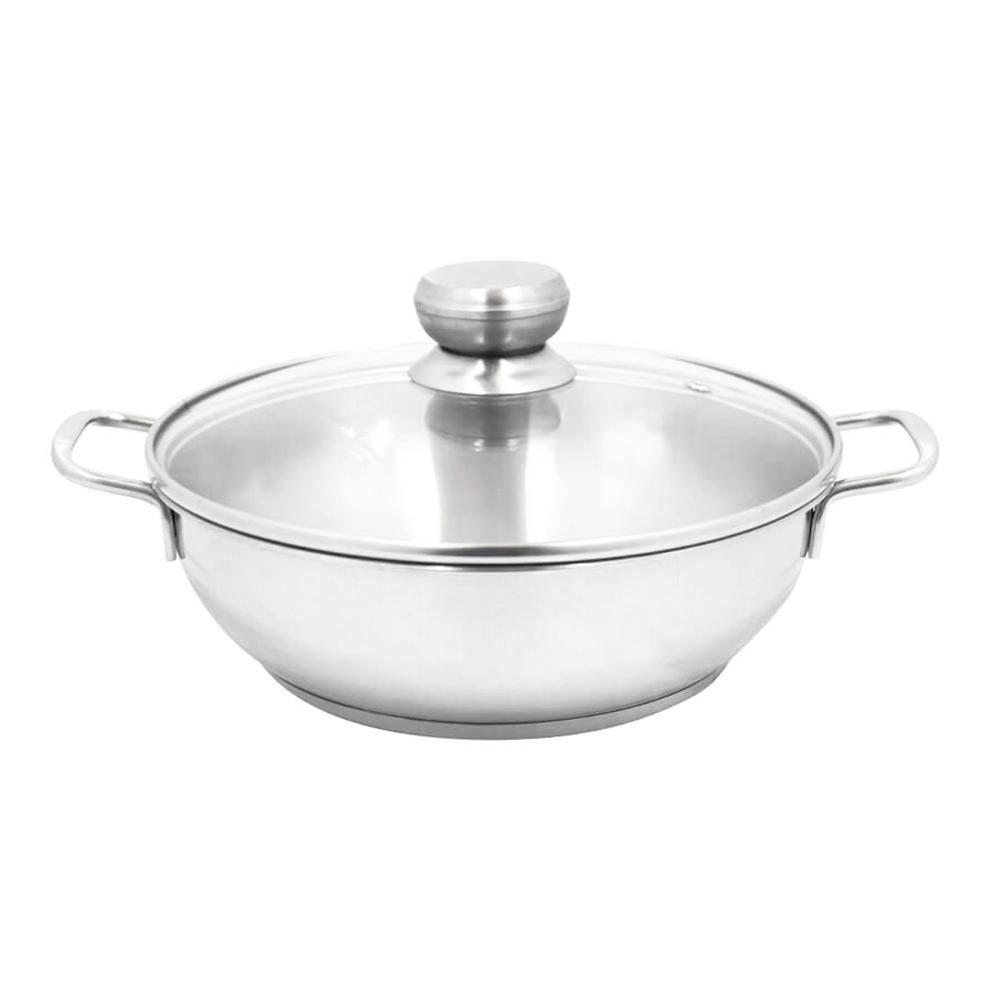 Nồi Lẩu Đun Xào Inox Bếp Từ Nắp Kính Size 26cm