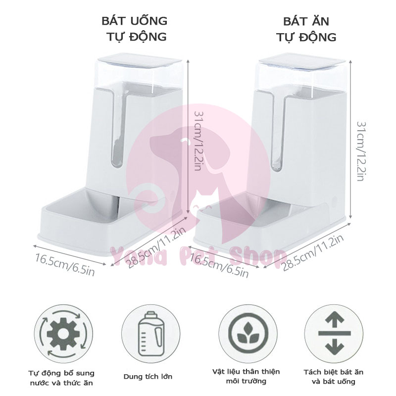 Khay Bát Thức Ăn Tự Động, Khay Thức Uống Tự Động Cho Chó Mèo Cao Cấp 3.5L - YonaPetshop