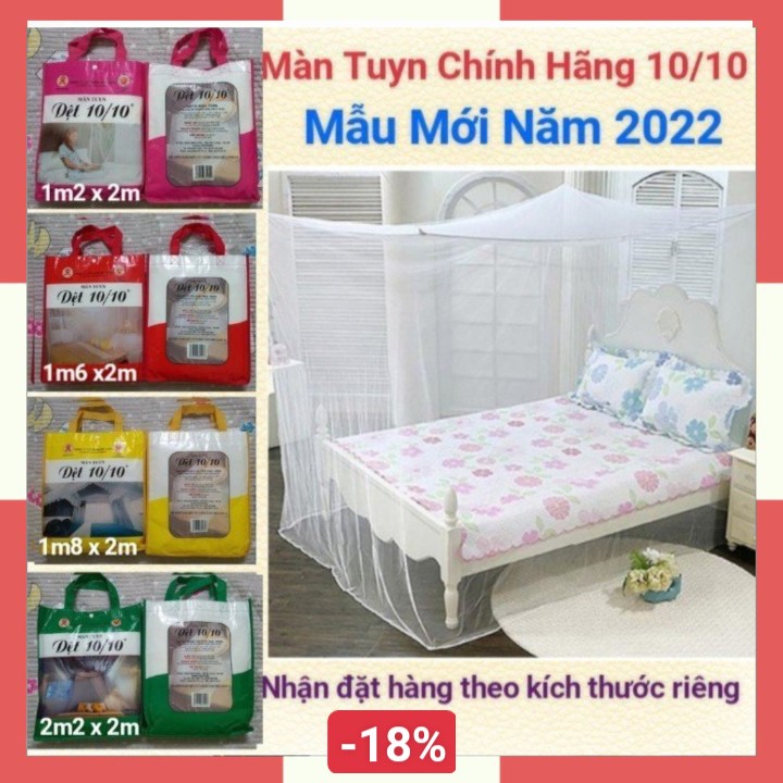 Mùng Màn Tuyn Chống Muỗi May 10, Mùng Màn Tuyn Dây Mắc không cửa và có cửa Dệt 10/10, Mùng Màn Tuyn Chống Muỗi Cao Cấp Đủ Kích Thước 1.2mx2m / 1.6mx2m / 1.8m x 2m / 2.2mx2m