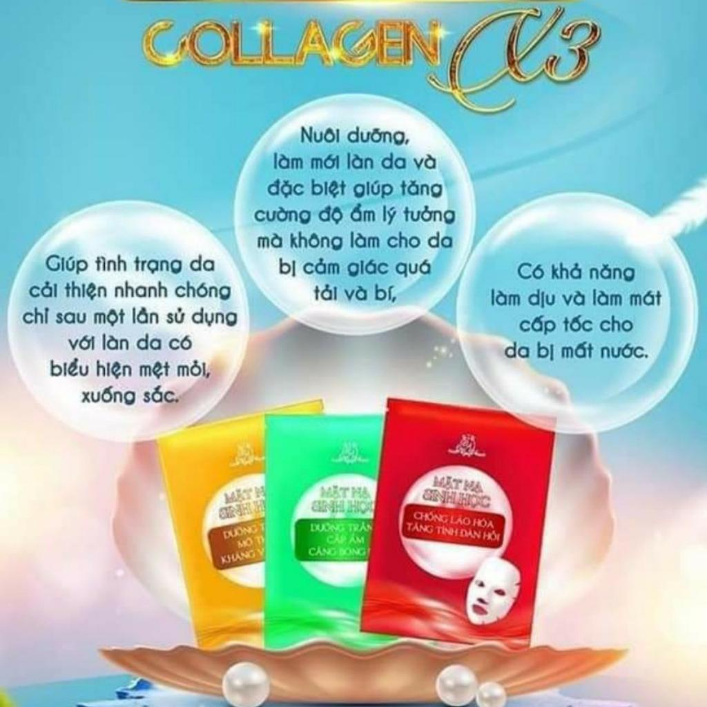 Mặt Nạ Sinh Học Collagen X3 Mặt Nạ Cấp Ẩm Dưỡng Da Căng Bóng Mỹ Phẩm Đông Anh Chính Hãng Hộp 5 Miếng