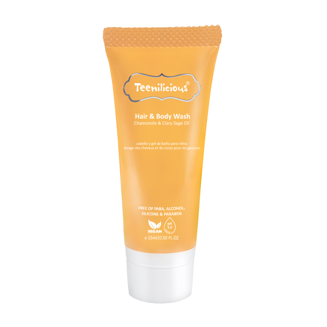 [Mini] Sữa Tắm Gội Toàn Thân Teenilicious Hair &amp; Body Wash Chamomile &amp; Clary Sage Oil Giúp Nuôi Dưỡng Tóc  - 15ml