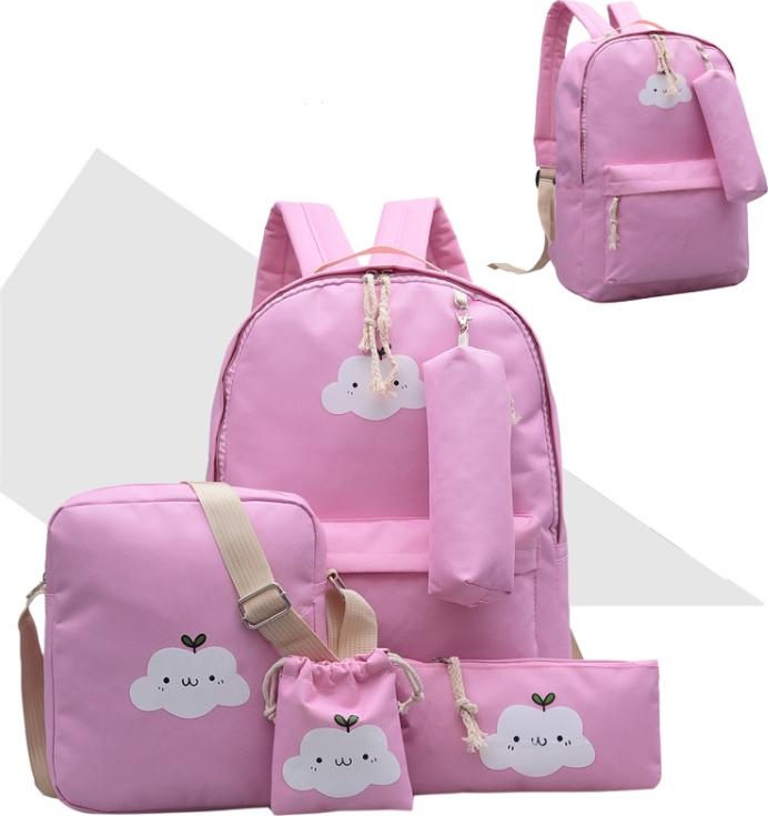 Set 5 món balo du lịch tiện ích họa tiết đám mây xinh