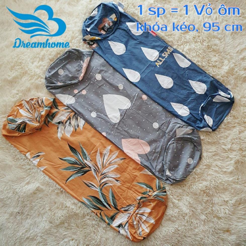 Vỏ gối ôm cotton 100% dài 95cm kéo khóa, áo gối ôm nhiều màu hình thú cho bé dài đẹp DREAMHOME