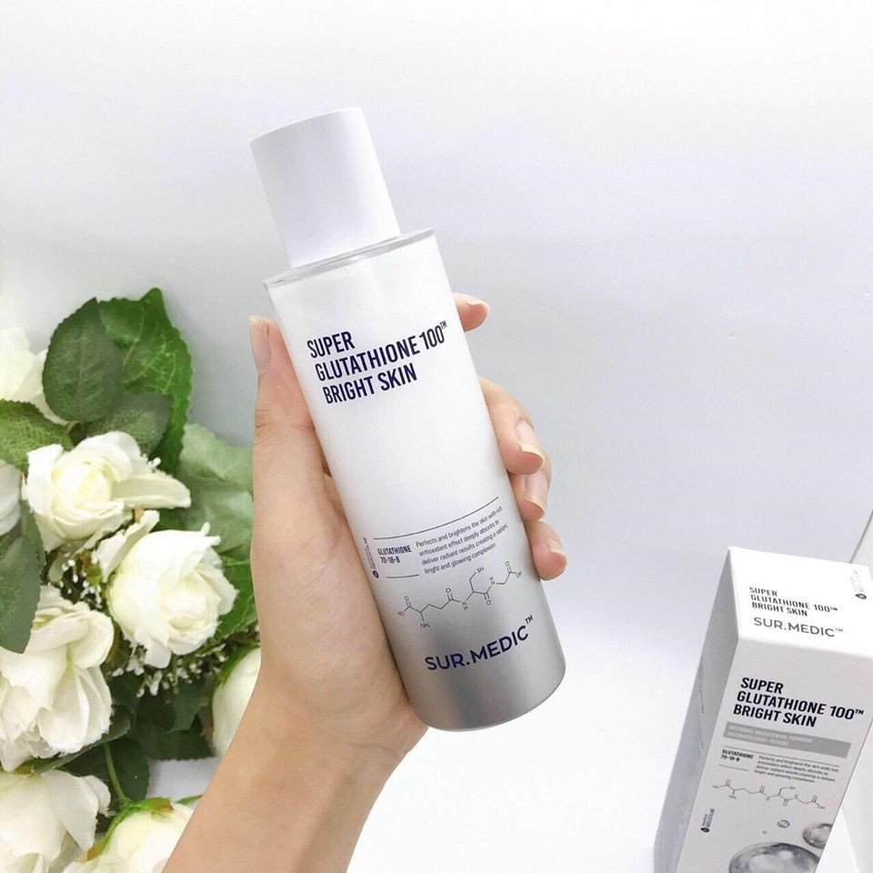 Nước Hoa Hồng Dưỡng Trắng Da Sur.Medic+ Super Glutathione 100 Bright Skin 145ml  + Tặng kèm 1 băng đô tai mèo màu ngẫu nhiên