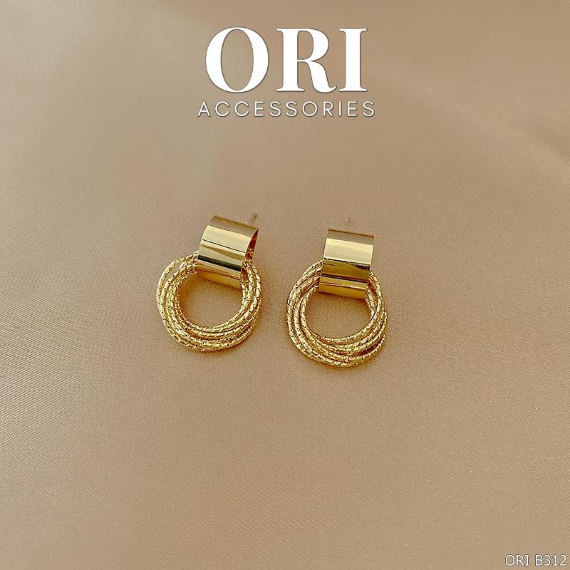 Bông tai nữ dáng nhỏ Gold CIrcles độc đáo sang trọng ORI ACCESSORIES B312