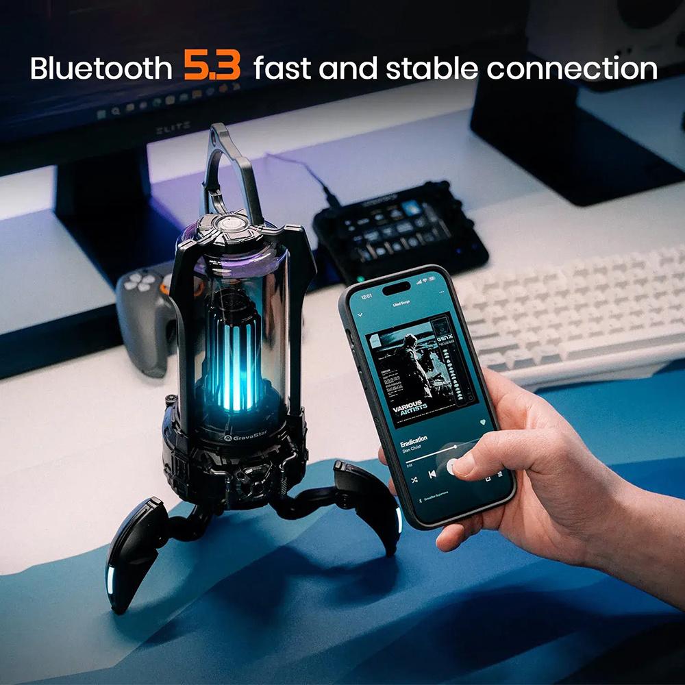 Bản gốc Gravastar Supernova Bluetooth Loa Bluetooth 5.3.25W Âm thanh mạnh mẽ, Aux tương thích, Loa phát lại 9 giờ Color: Dawn White