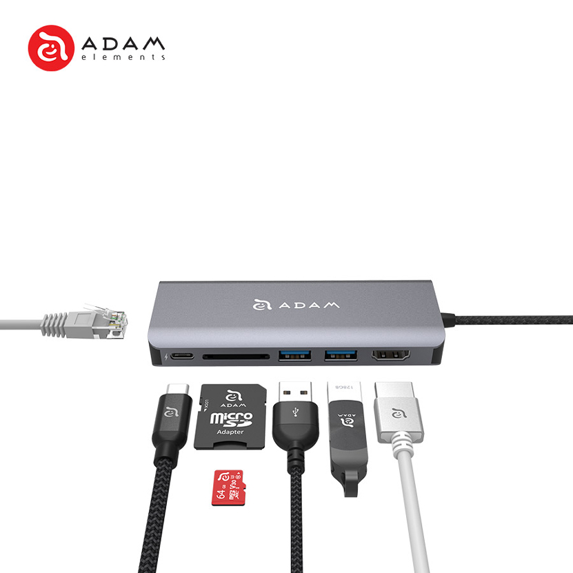 Cổng Chuyển Adam Elements 6 in 1 USB-C CASA PD 100W - Hàng Chính Hãng