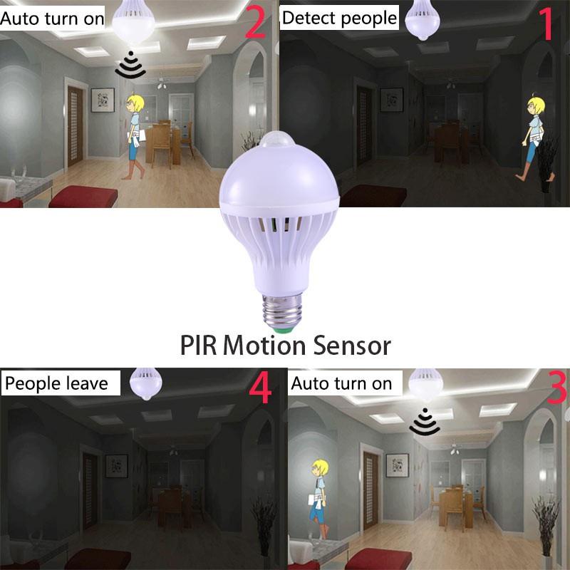 Bóng đèn Led Cảm biến chuyển động PIR Bóng đèn thông minh 5W 7W 9W E27 Bóng đèn Led 220V Cảm biến âm thanh rađa Cảm biến giọng nói Bóng đèn thông minh cho ngôi nhà