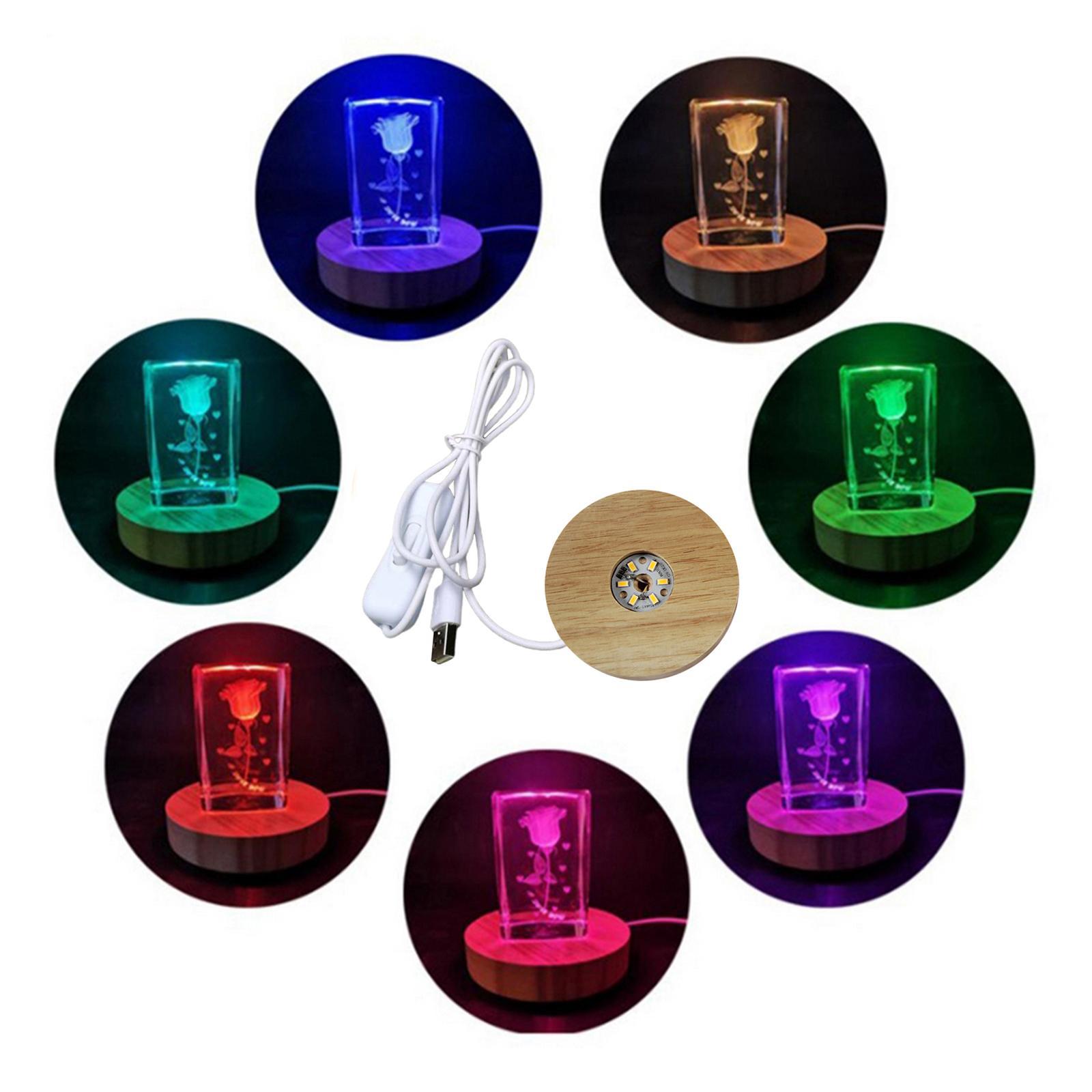 2X LED Night Light Base Acrylic Display Holder Lamp for Crystals Warm Light