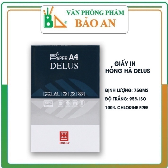 Giấy In A4 HH Delus 75gms 4955 Thiết Kế Sang Trọng Và Chuyên Nghiệp, Dành Cho Khối Văn Phòng Giấy Không Bụi, Giúp Đảm Bảo Sức Khỏe Người Sử Dụng Và Tăng Độ Bền Của Máy In, Máy Photo.