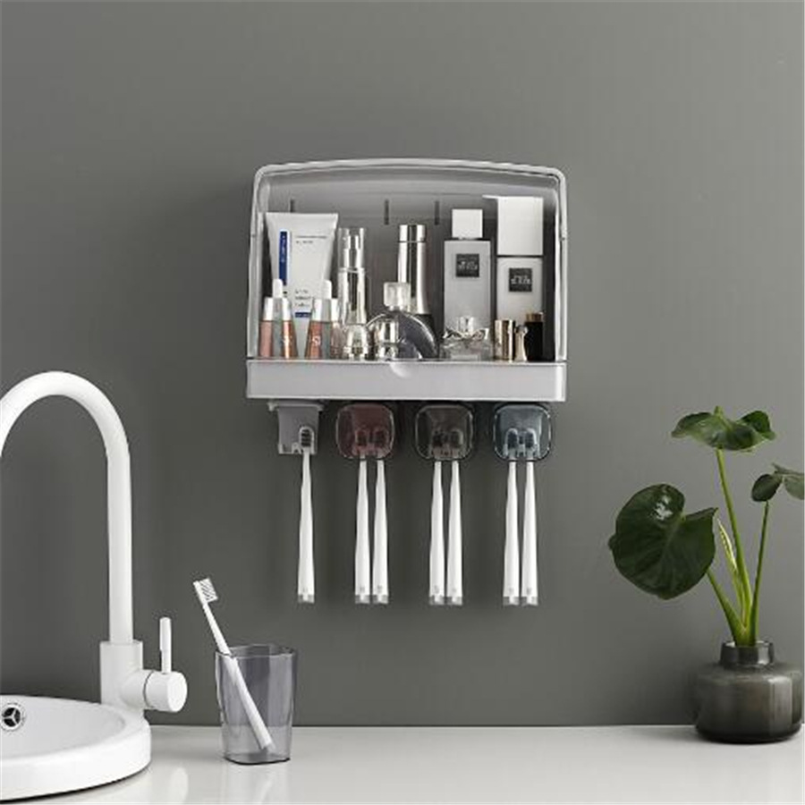 Hộp đựng dụng cụ nhà tắm kèm 4 ly có nắp chắn nước