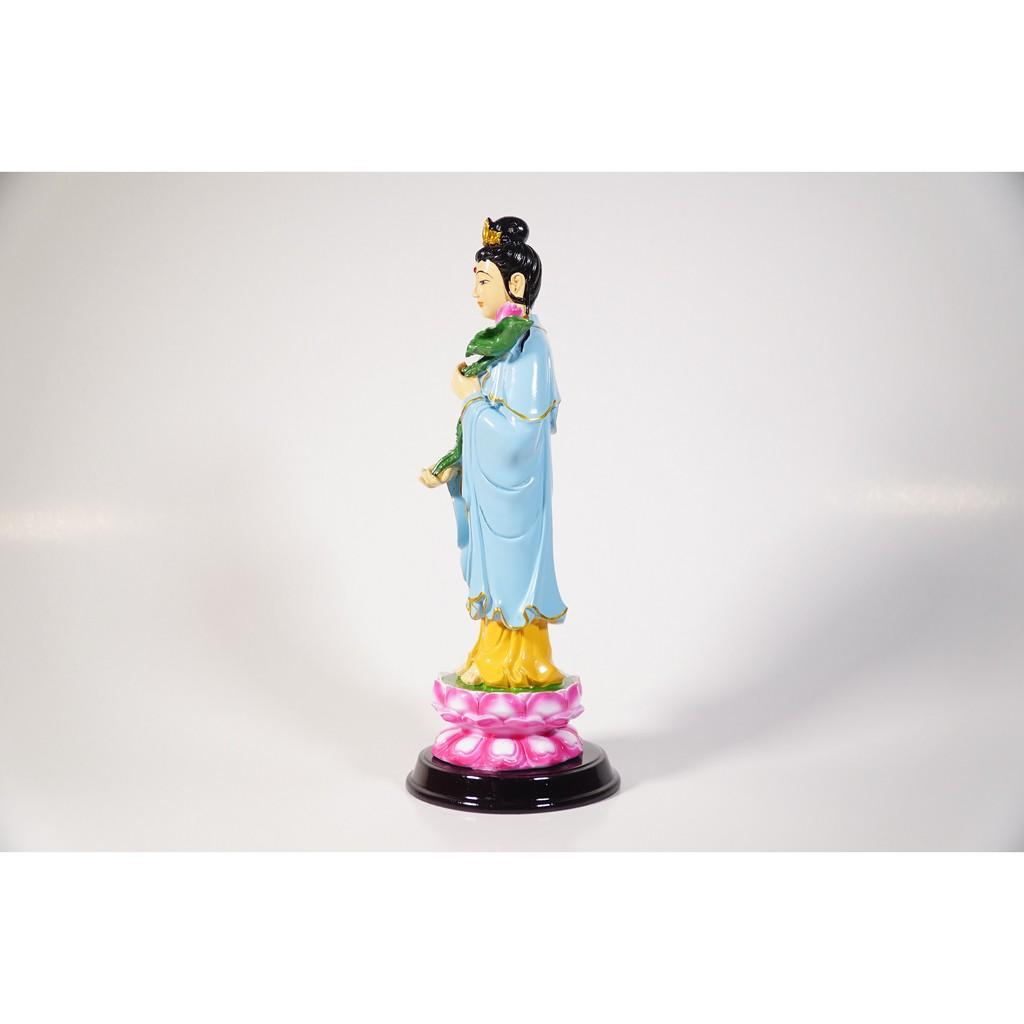 Tượng Phật Đại Thế Chí Bồ Tát vẽ màu áo xanh đứng - Cao 25cm