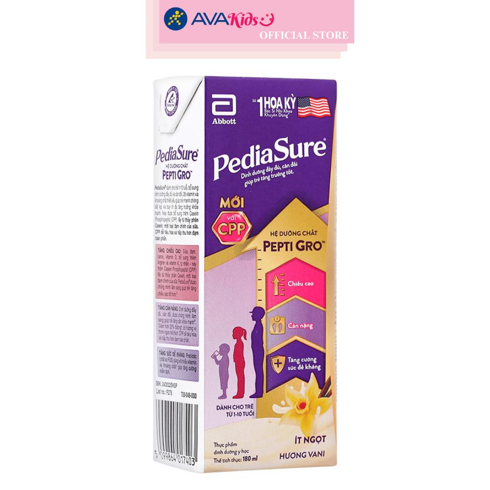 Lốc 4 hộp sữa pha sẵn Abbott PediaSure hương vani 180 ml (1 - 10 tuổi)