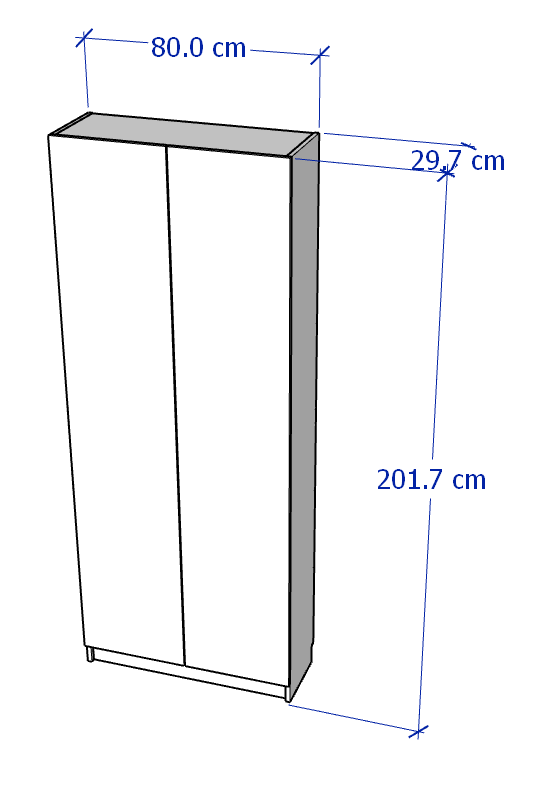 JELLY, Kệ sách 6 tầng 2 cánh cửa trắng neo tường SHE_017, 80x30x202cm