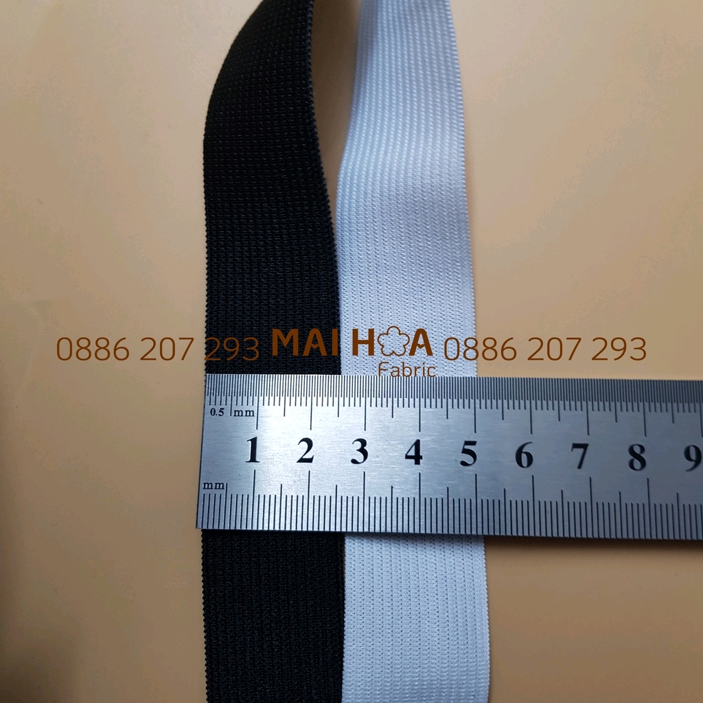 20 mét thun co giãn tốt dây chun may áo quần MaiHoa Fabric nhiều kích cỡ sẵn màu trắng và đen