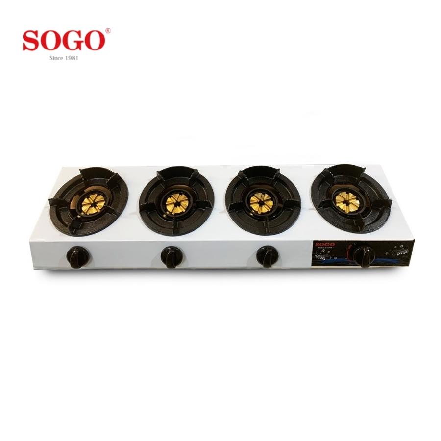 Bếp Khè Ga 4 Lò Bán Công Nghiệp SOGO GT-208S4-Ngọn Lửa Xanh-Hàng Chính Hãng