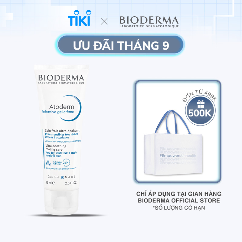 Kem gel dưỡng ẩm và làm dịu dạng gel cho ra rất khô đến viêm da cơ địa Atoderm Intensive gel-crème 75ml
