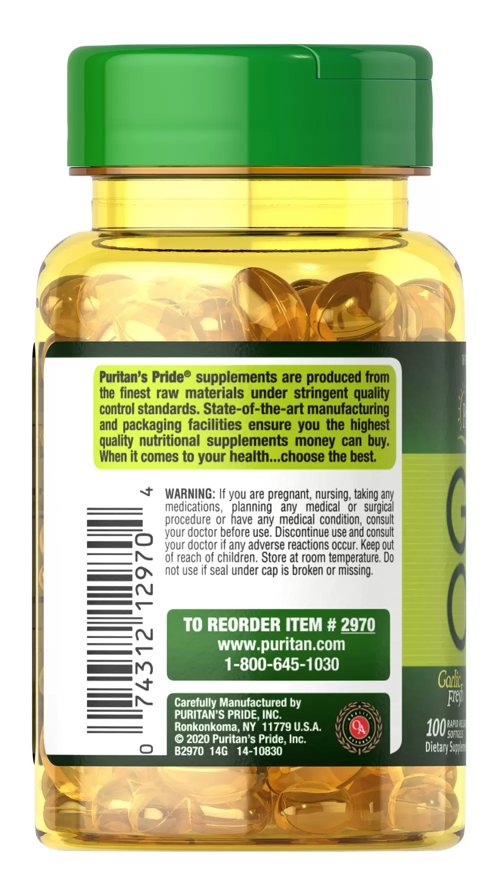 Tinh dầu tỏi Garlic Oil Puritan's Pride Mỹ giúp tăng sức đề kháng, giảm lượng cholesterol, phòng xơ vữa mạch, cao huyết áp - Massel Official-100viên/lọ