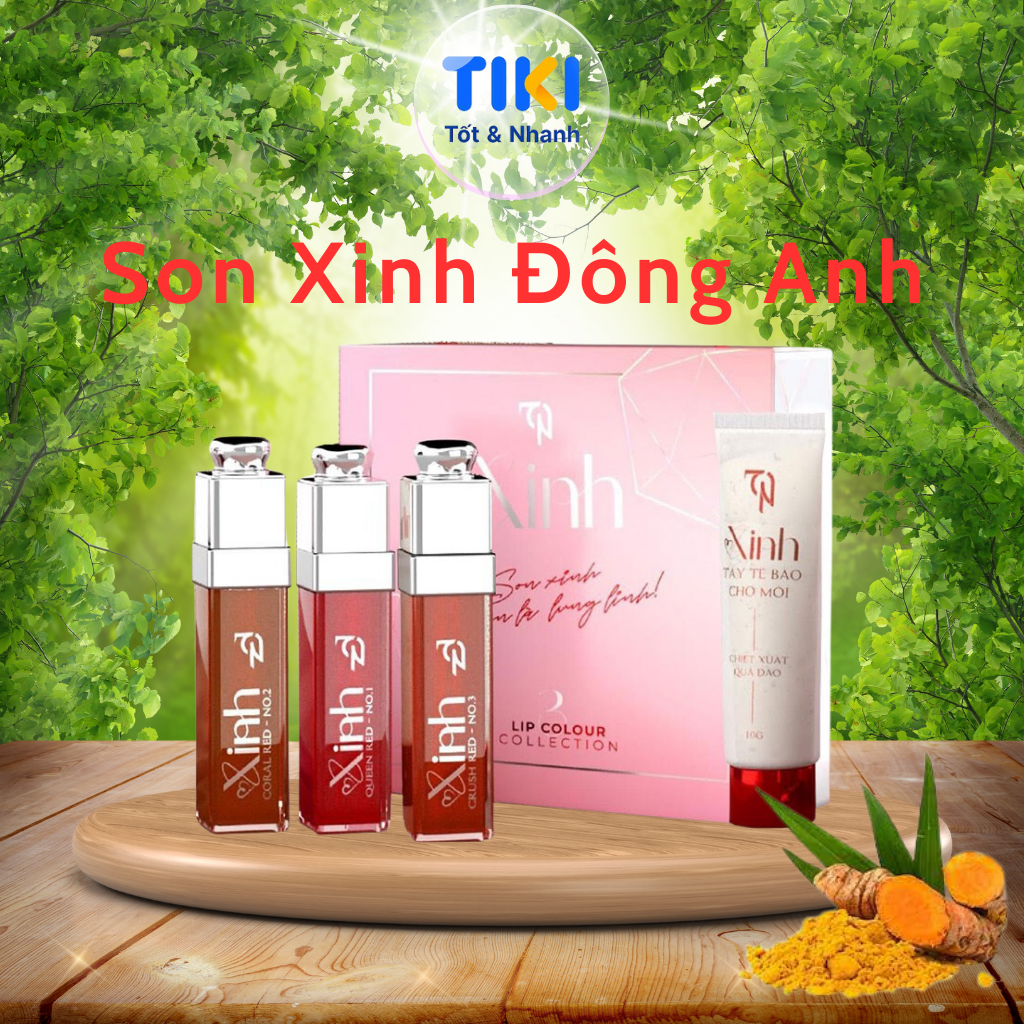 Son Xinh Đông Anh Chính Hãng Son Kem Lì Không Trôi Set 3 Màu Đỏ Tươi - Cam Đất - Đỏ Cam Collagen x3