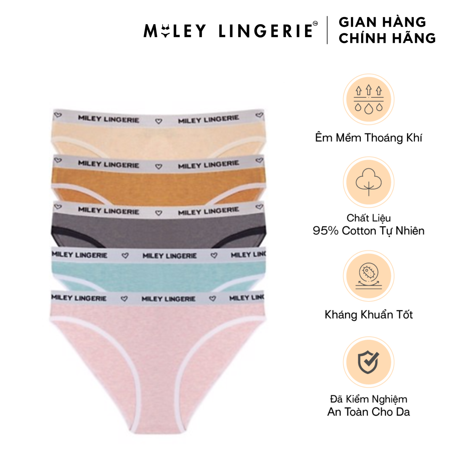 Combo 5 Quần Lót Nữ Bikini Melange Active Miley Lingerie FCB0300-0700-0900-1100-1400 - Giao màu ngẫu nhiên