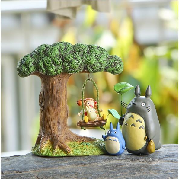 Mô hình Totoro và các bạn bên cây cổ thụ móc xích đu thích hợp dựng tiểu cảnh, DIY