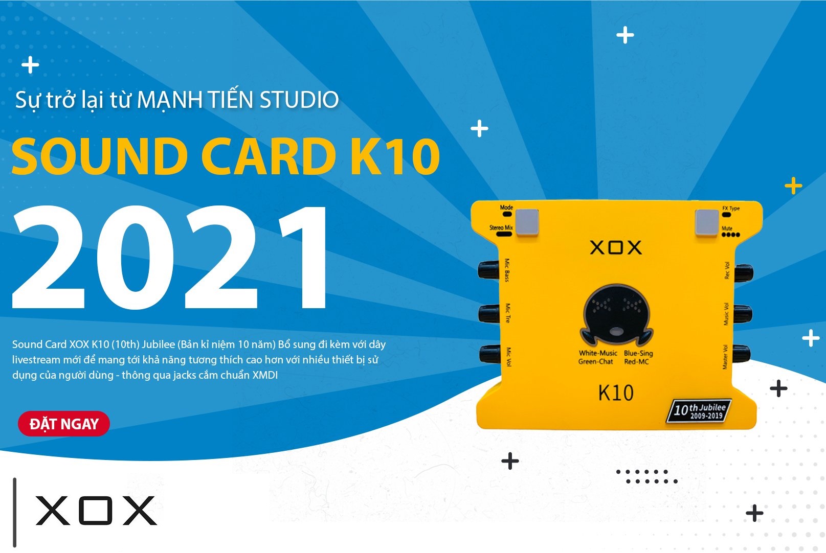Sound Card K10 Thiết Bị Live Stream Hát Karaoke AZONE