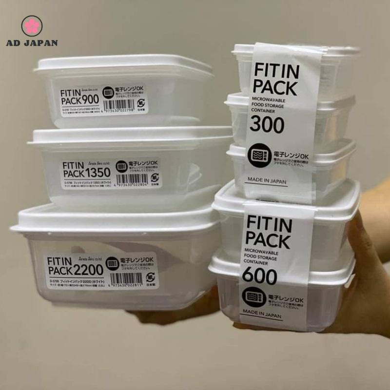 Hộp đựng thực phẩm bằng nhựa nắp dẻo Fitin Pack màu trắng 300ml, 600ml, 900ml, 1350ml, 2200ml hàng nội địa Nhật AD19