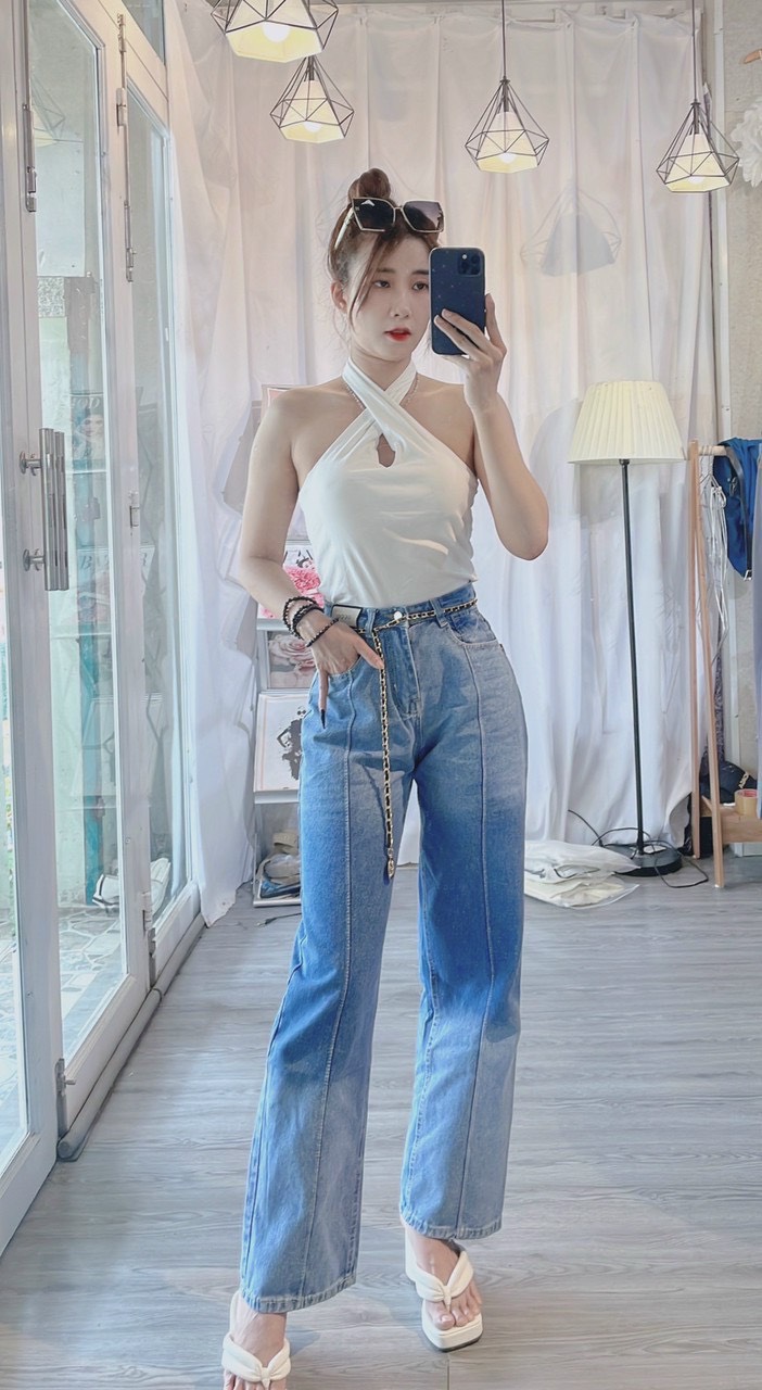 QUẦN BÒ NỮ ,QUẦN BAGGY JEAN NỮ LOANG MÀU LƯNG CAO TÔN DÁNG - ĐM01