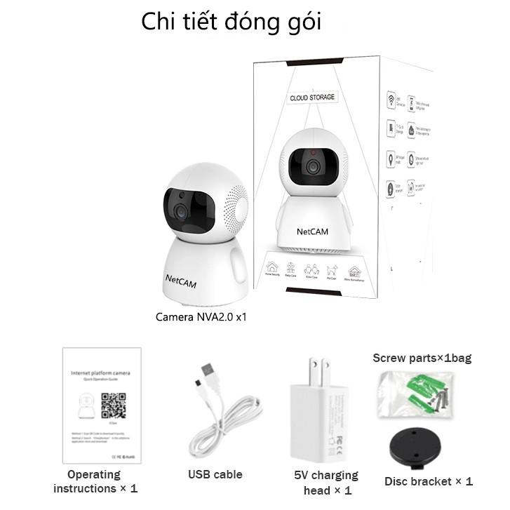Camera IP wifi giám sát NetCAM NVA2.0 / NVA3.0 , Xoay 360 độ, Đàm thoại 2 chiều, Báo động qua điện thoại - Hàng chính hãng