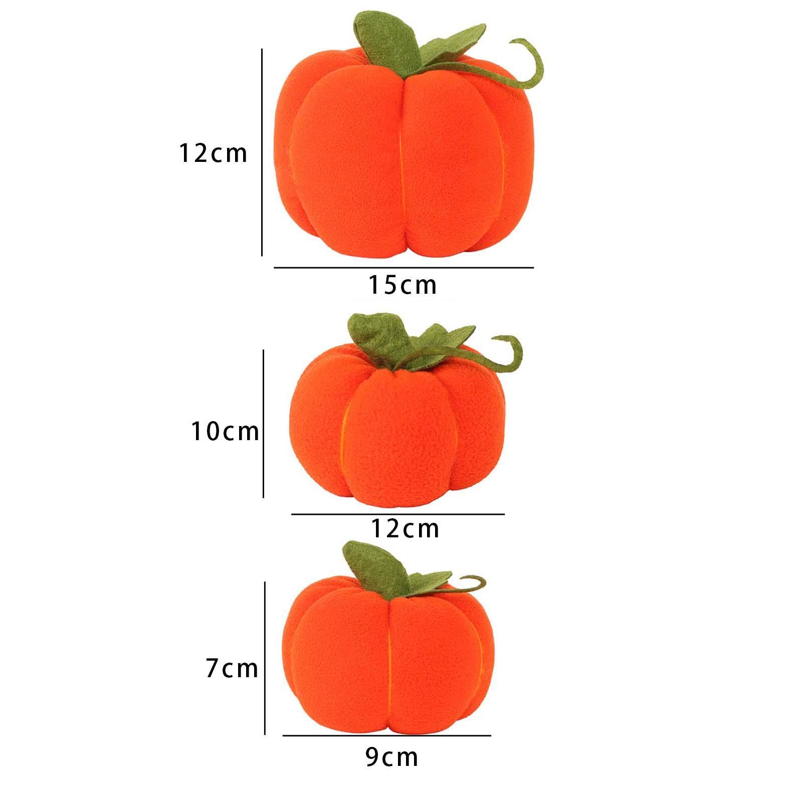 3Pcs Simulated Pumpkin Plush Toy Pumpkin Decoration Artwork Fake Pumpkin Tabletop Pumpkin Figurine Ornaments for Home Bedroom