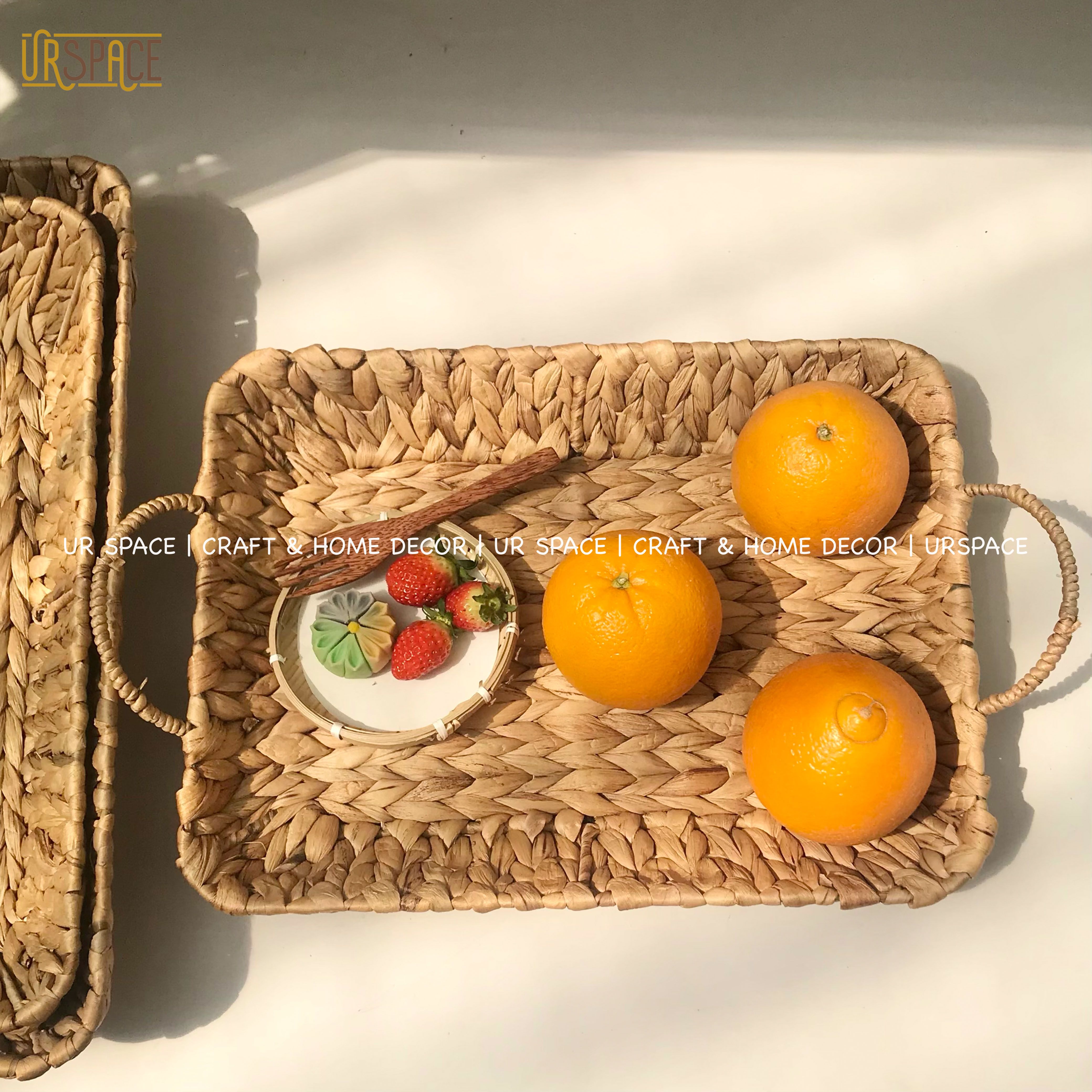 Khay lục bình chữ nhật URSPACE đựng trái cây, bánh kẹo, trang trí decor / RECTANGLE HYACINTH TRAY