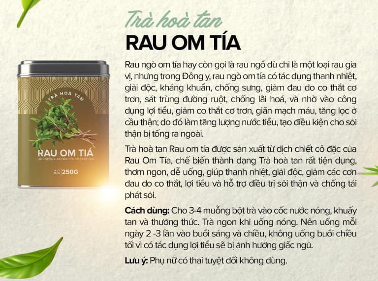 Trà Thảo Dược Rau Om Tía Hygie Giúp Thanh Nhiệt Giải Độc, Kháng Khuẩn, Lợi Tiểu, Hỗ Trợ Điều Trị Sỏi Thận Hộp 250g