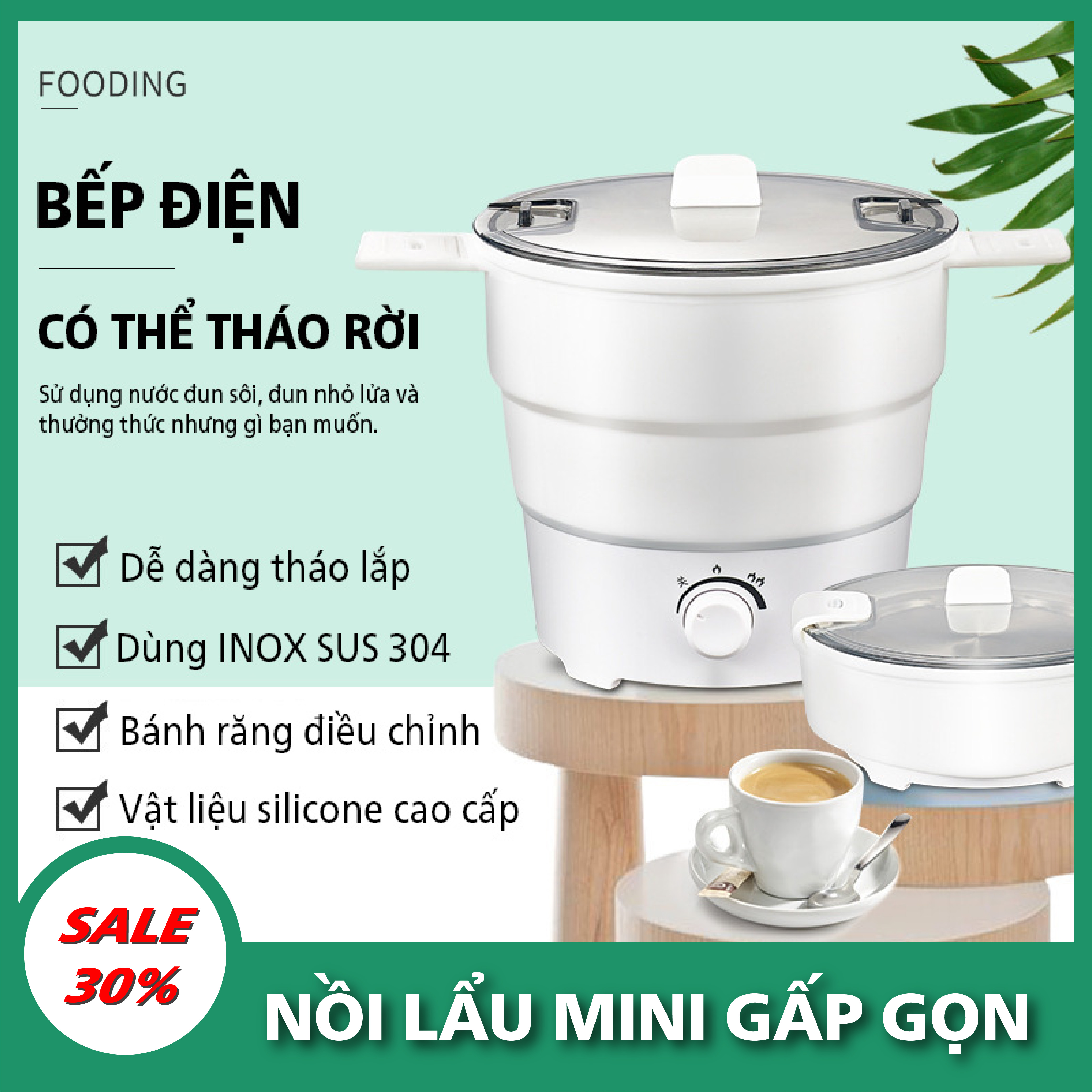 Nồi lẩu mini gấp gọn - Nồi lẩu gấp gọn mang đi chơi, đi pinic tiện lợi