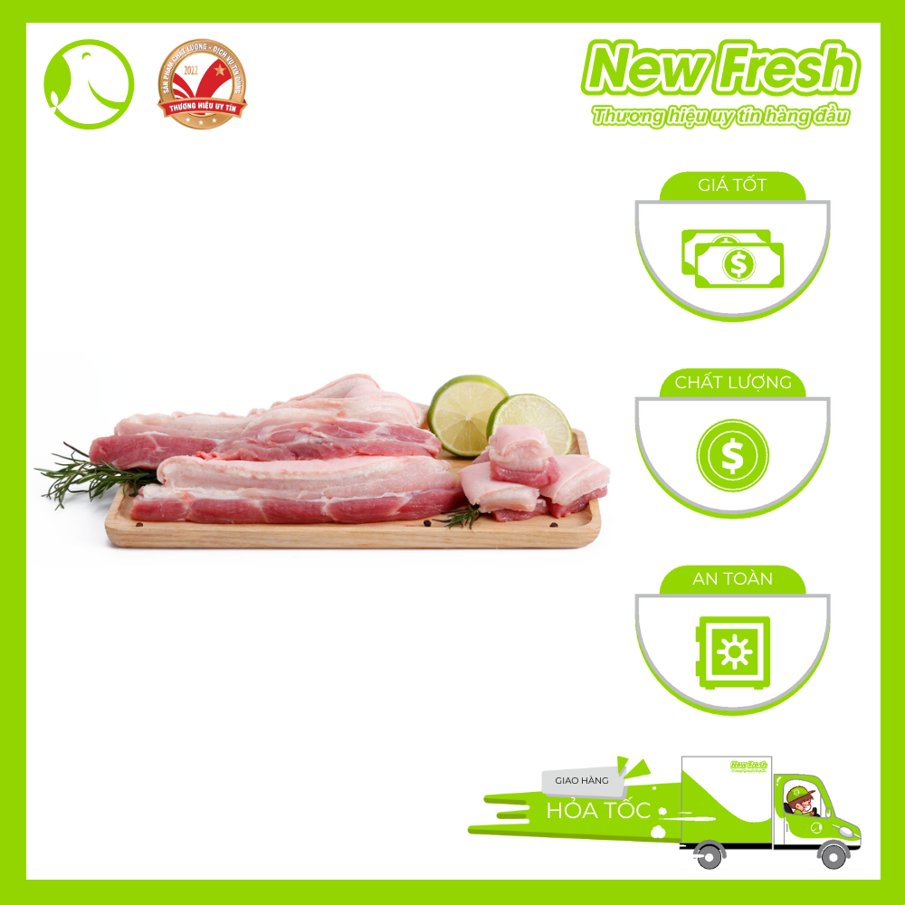 Ba Chỉ Heo Nga Rút Sườn Cắt Lát Túi 1kg