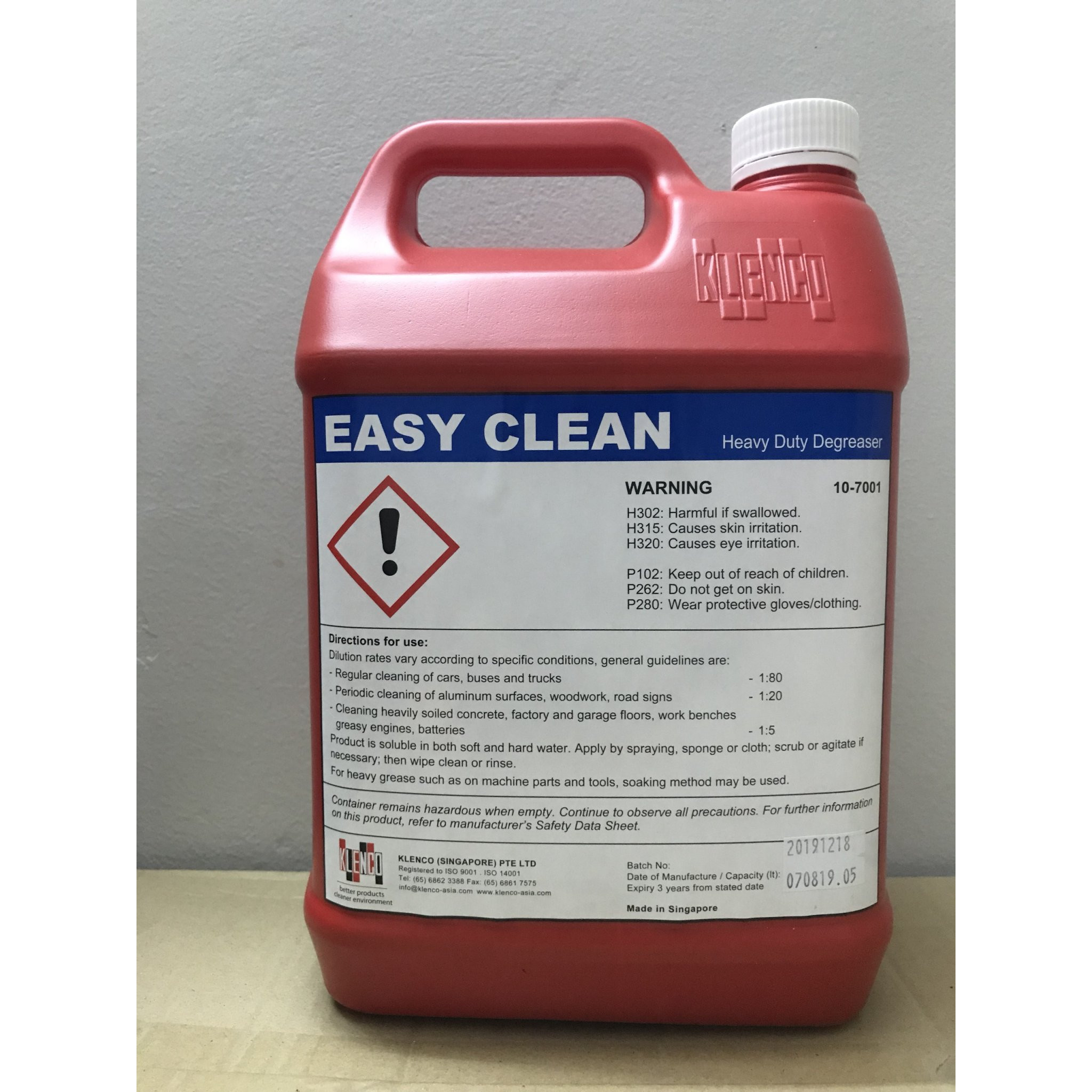 Hóa chất tẩy rửa dầu mỡ động cơ đa năng Easy Clean 5L Klenco Singapore