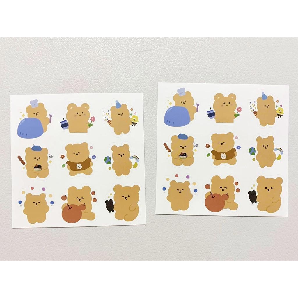 Set 2 Tấm Sticker Gấu Nâu - Set 2 Miếng Hình Dán Gấu Dễ Thương