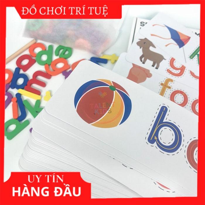 Bộ trò chơi ghép chữ cái bằng gỗ giúp bé học đánh vần tiếng anh