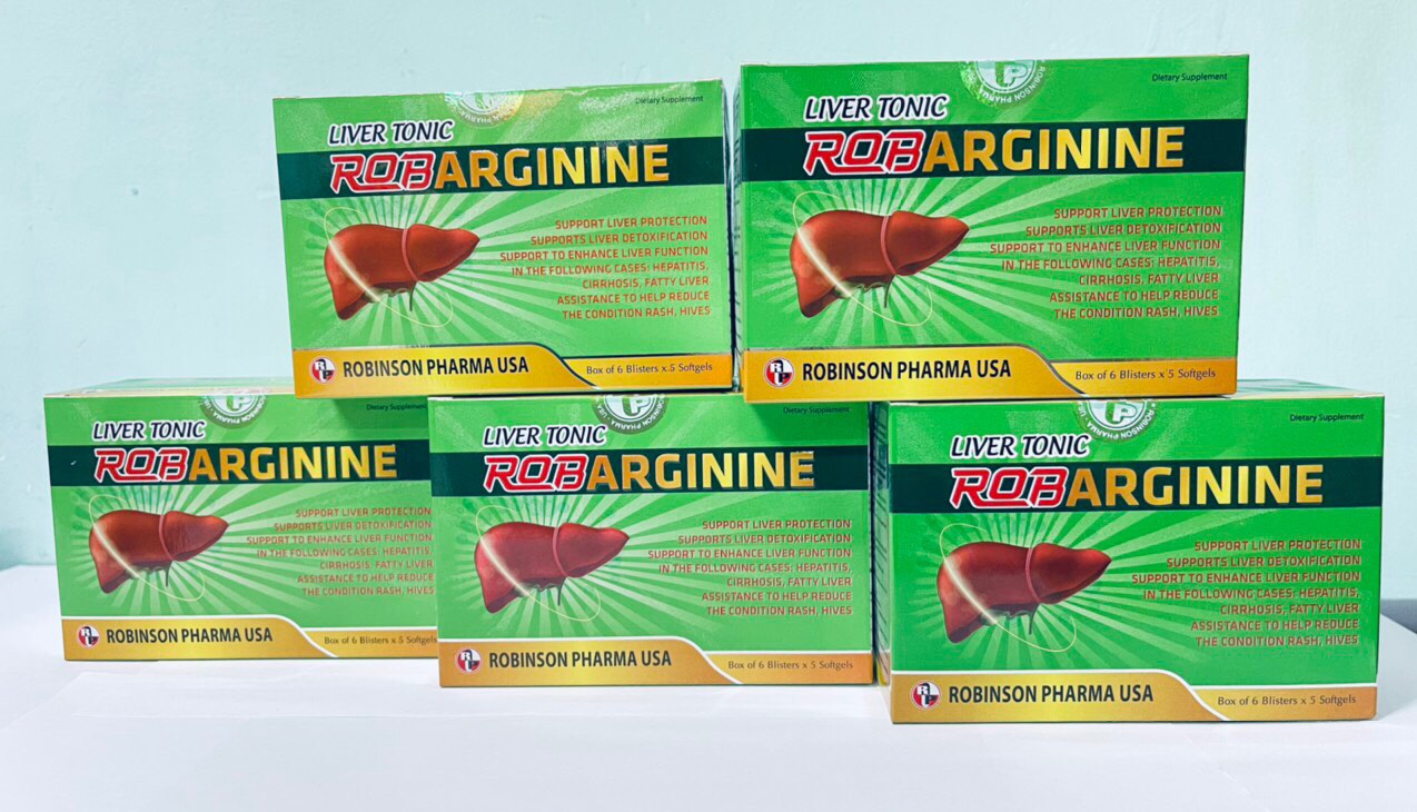 TPCN viên uống BỔ GAN ROBARGININE hỗ trợ bảo vệ gan,làm mát gan,giải độc gan và làm giảm tình trạng mẩn ngứa,nổi mề đai-hộp 90 viên nang mềm