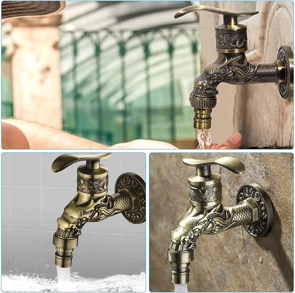 Vòi treo tường bằng đồng thau cổ điển, Vòi vườn ngoài trời G1/2", Vòi đồng thau cổ điển, Vòi treo tường cổ điển, Vòi chạm khắc rồng bằng đồng cổ điển cho nhà bếp, vườn tắm