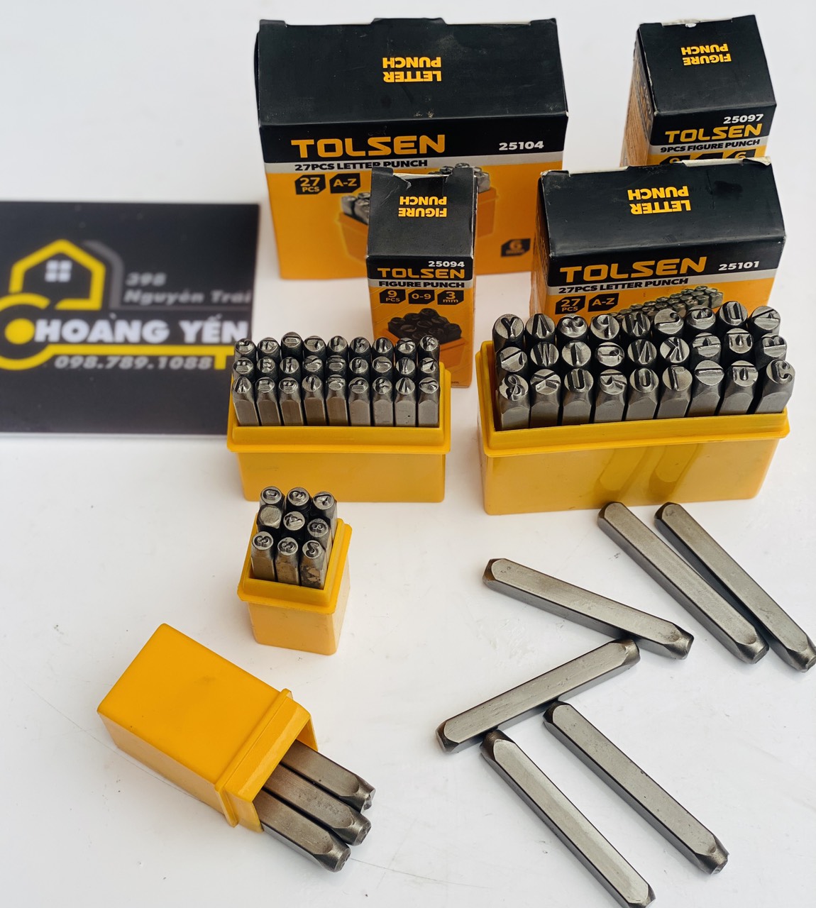 Bộ đóng số 9 cây từ 0-9 TOLSEN 25097, Bộ đóng số bình hơi, khung xe, khung thép 6mm