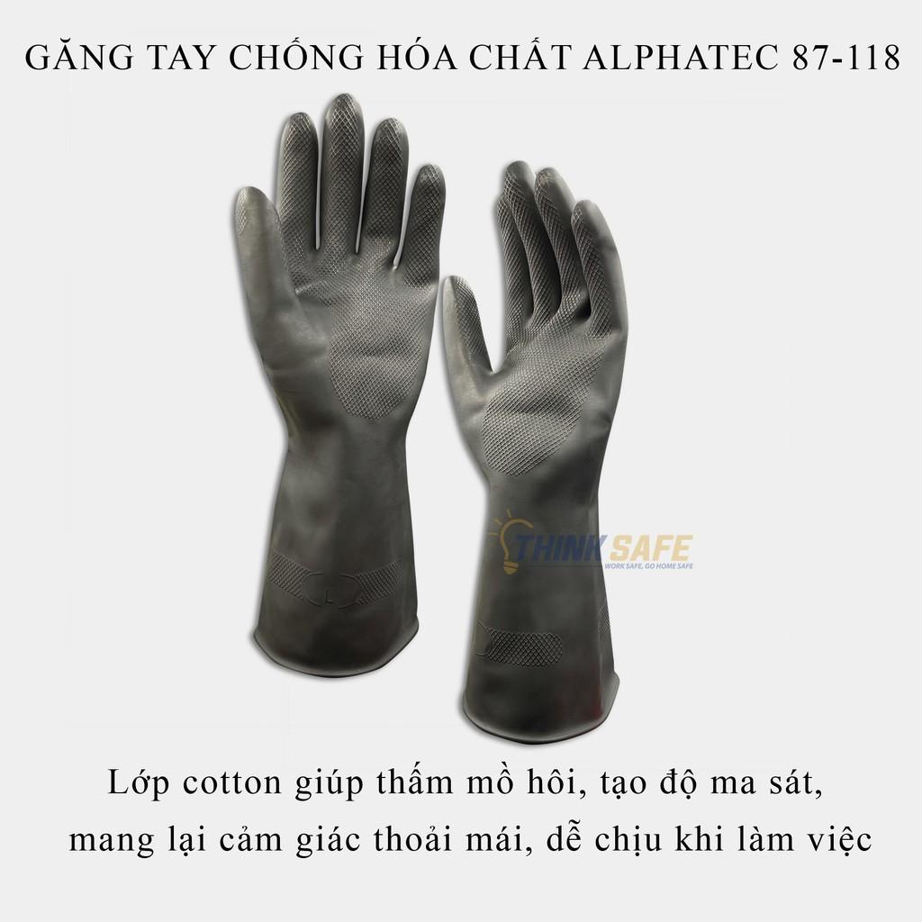 Găng tay chống hóa chất Alphatec 87-118 bao tay chống dầu, chống hóa chất - Black Heavyweight G17K