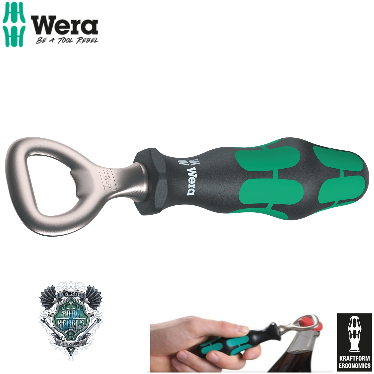 Dụng cụ Wera 05030005001 Bottle opener kích thước 147x42x32 mm ứng dụng khui bia, mở nắp chai