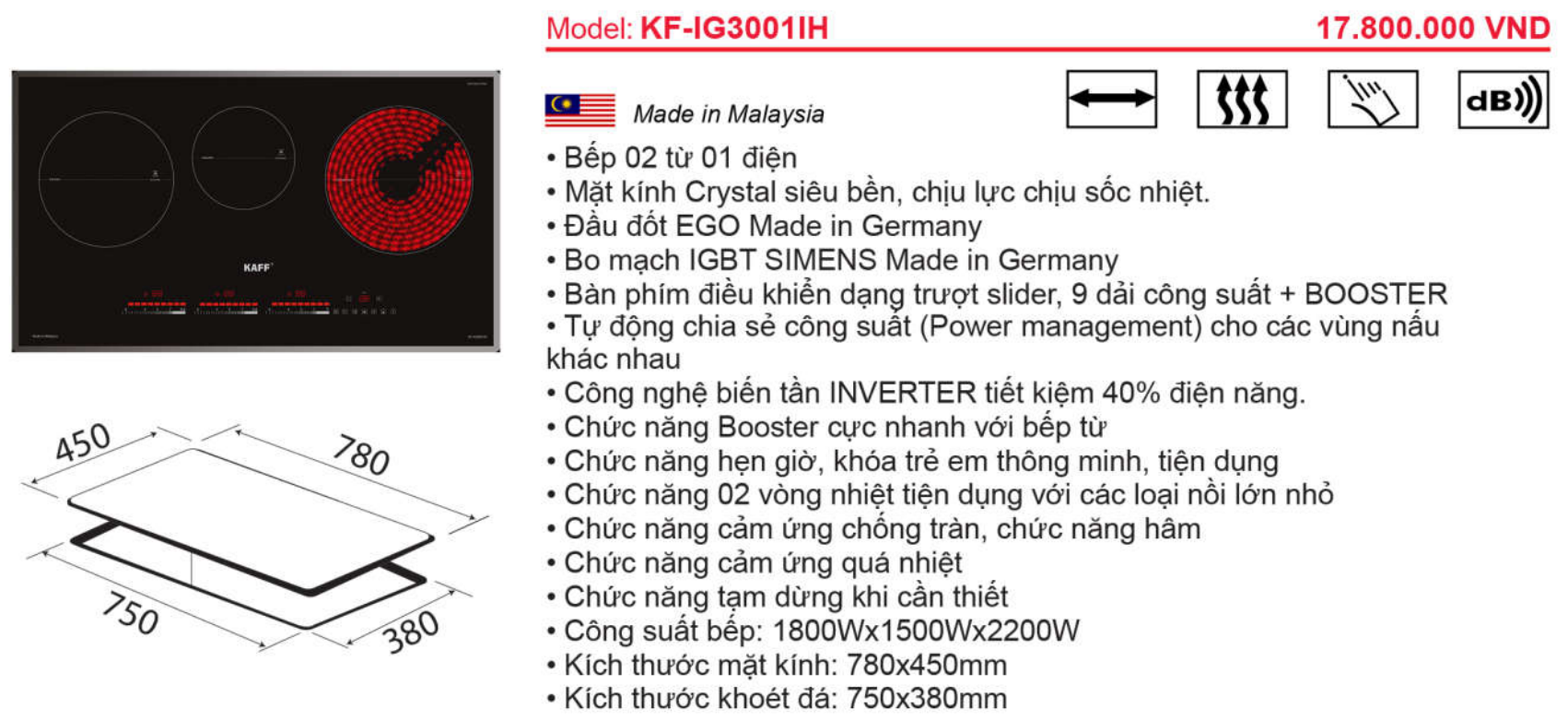 Bếp điện từ KAFF KF-IG3001IH - Sản phẩm chính hãng