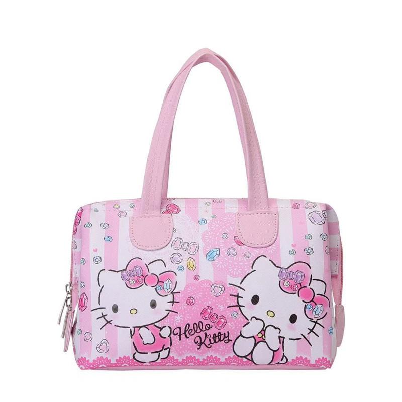 Dễ Thương Hello Kitty Hồng Nữ Tính Da Chống Thấm Nước Túi Đựng Đồ Ăn Trưa PU Sinh Viên Di Động Túi Đựng Hộp Cơm Trưa Túi Xách Túi Nhỏ Túi Bảo Quản