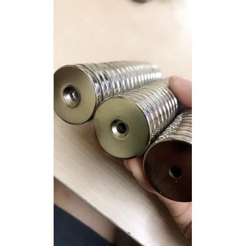 Nam châm đất hiếm 25x5 lỗ 5mm giá 1 viên