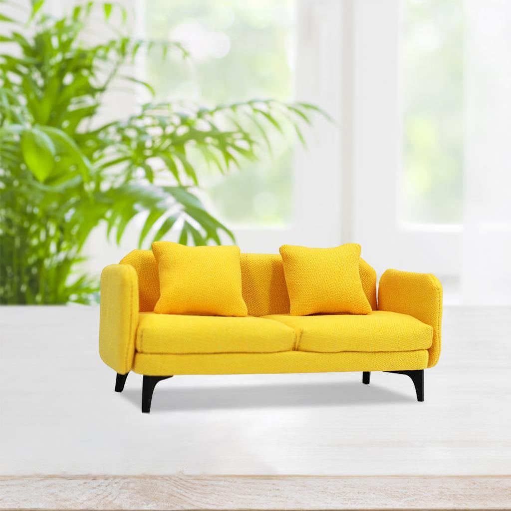 1:12 Miniature Dollhouse Double Sofa Dollhouse Bedroom Furniture