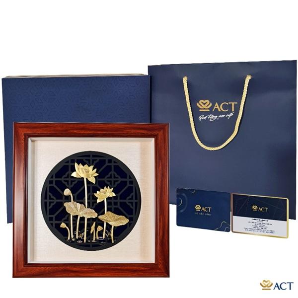 Quà tặng Tranh Hoa Sen dát vàng 24k ACT GOLD ISO 9001:2015