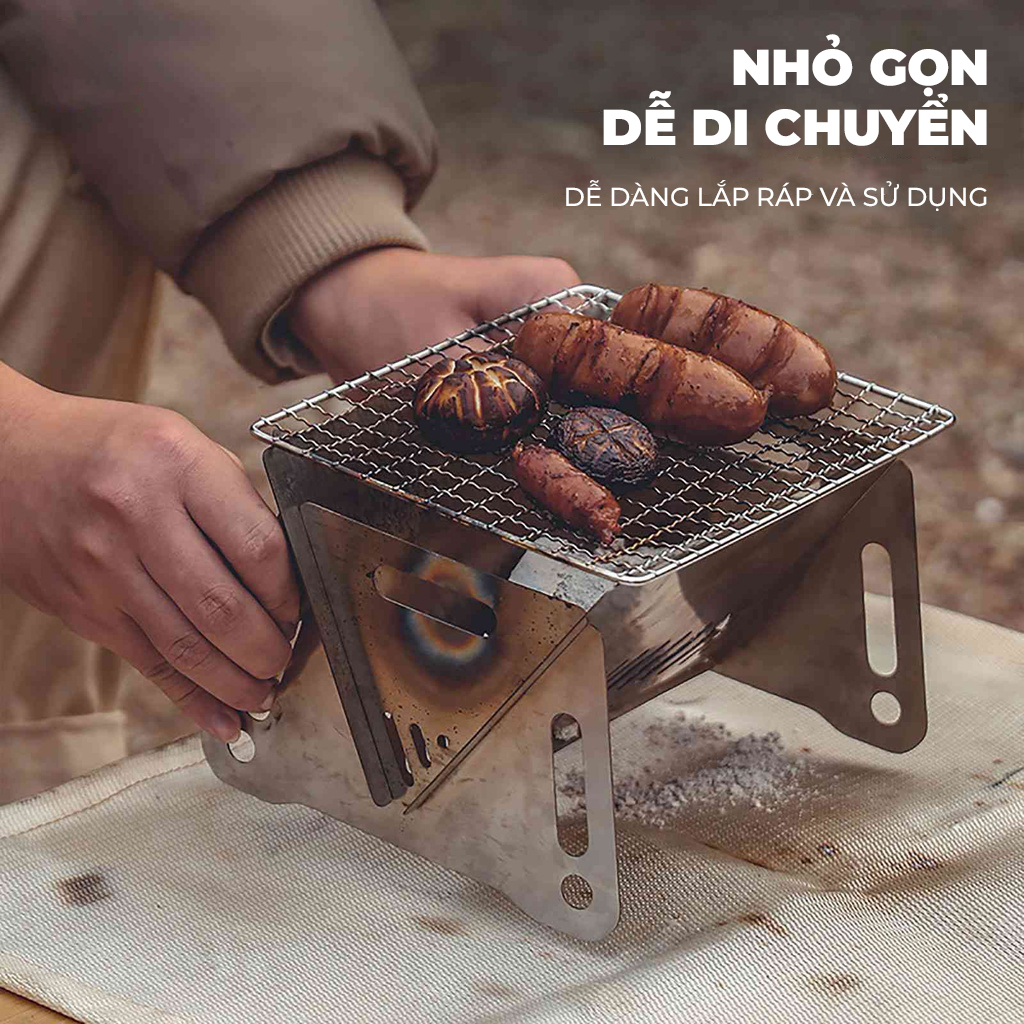 Bếp Nướng BBQ, Bếp Nướng Than Hoa Inox Siêu Đẹp, Siêu Bền, Bếp Nướng Mini, Bếp Than Mini Gấp Gọn